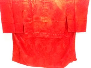 アンティーク　綸子花立涌模様織り出し長襦袢